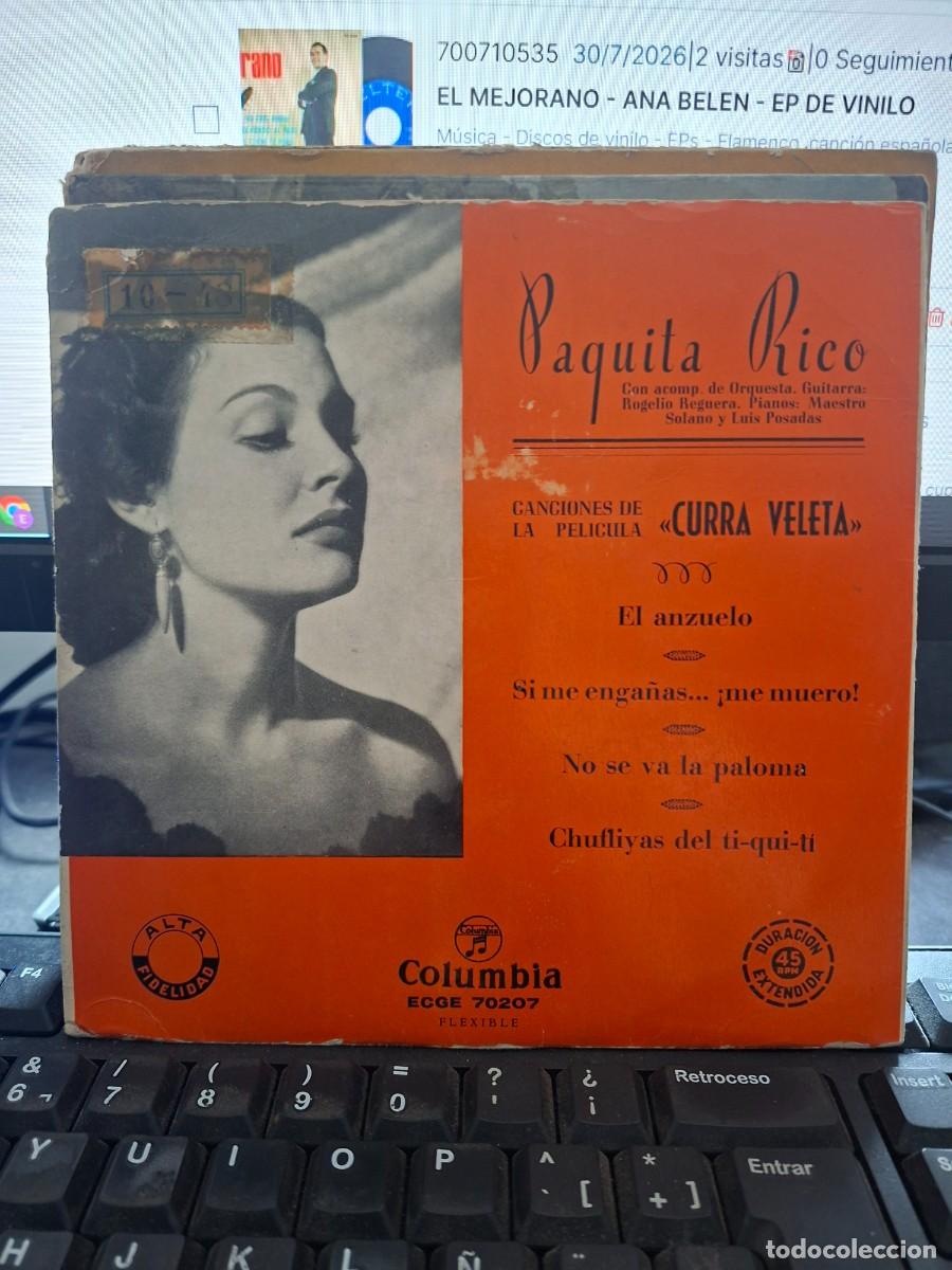 Discos de vinilo: PAQUITA RICO - EL ANZUELO CANCIONE DE LA PELICULA CURRA VELETA - EP DE VINILO