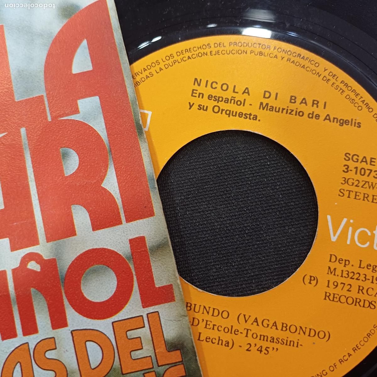 Discos de vinilo: NICOLA DI BARI/LOS DIAS DEL ARCO IRIS/SINGLE. - Foto 2