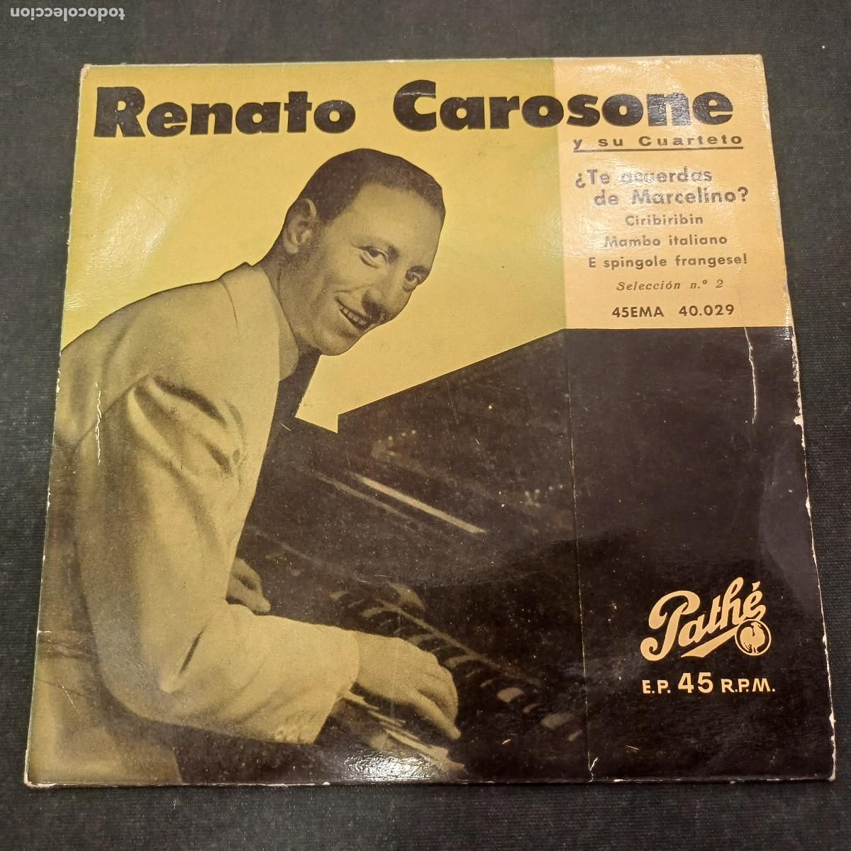 Discos de vinilo: RENATO CAROSONE Y SU CUARTETO/TE ACUERDAS DE MARCELINO/SINGLE.