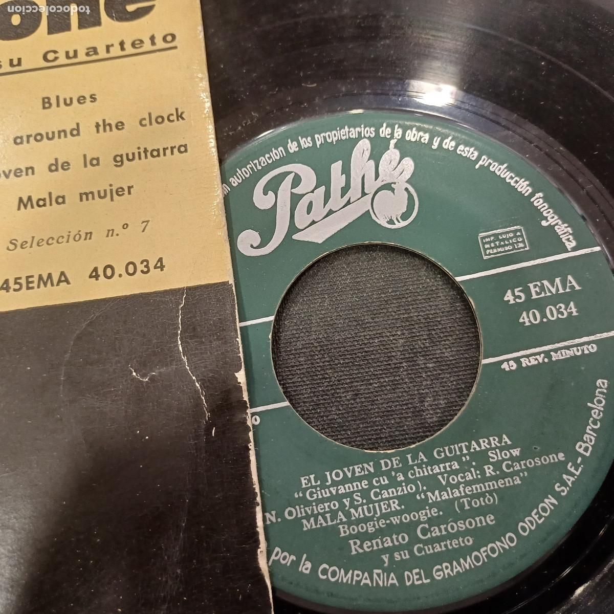 Discos de vinilo: RENATO CAROSONE Y SU CUARTETO/BLUES/SINGLE. - Foto 2