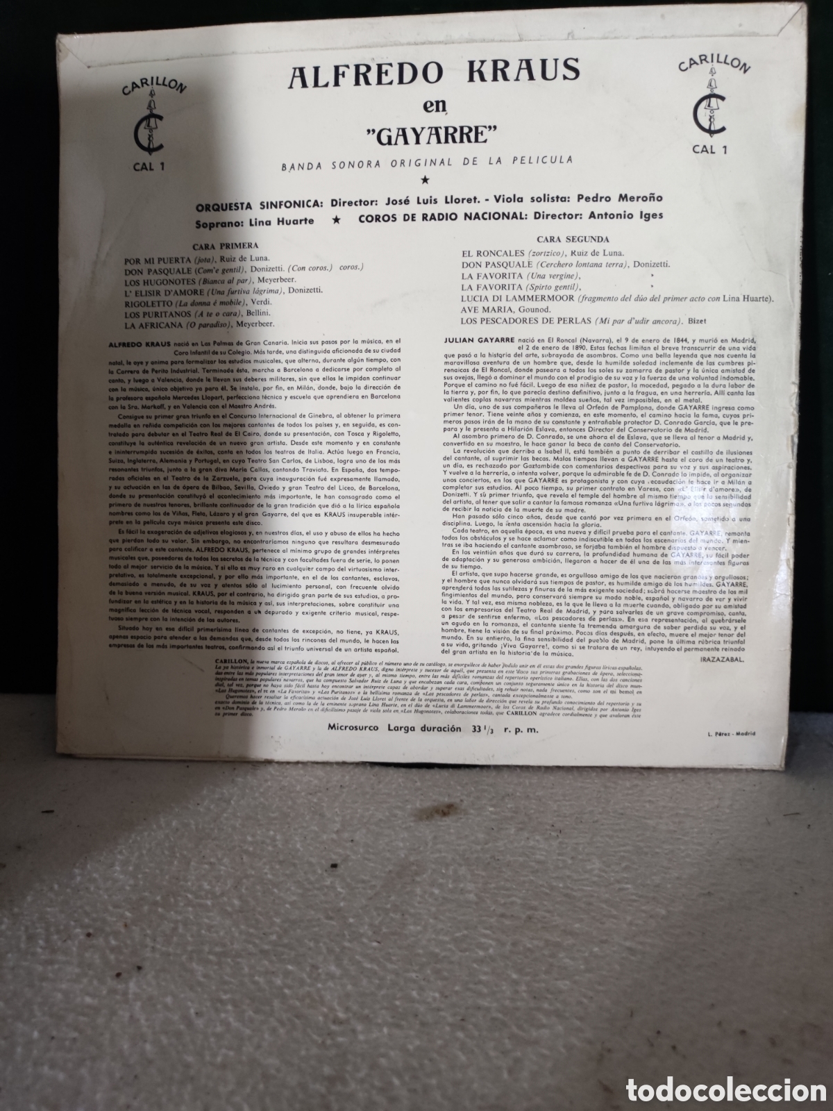 Discos de vinilo: Alfredo kraus LP m&uacute;sica - Foto 2