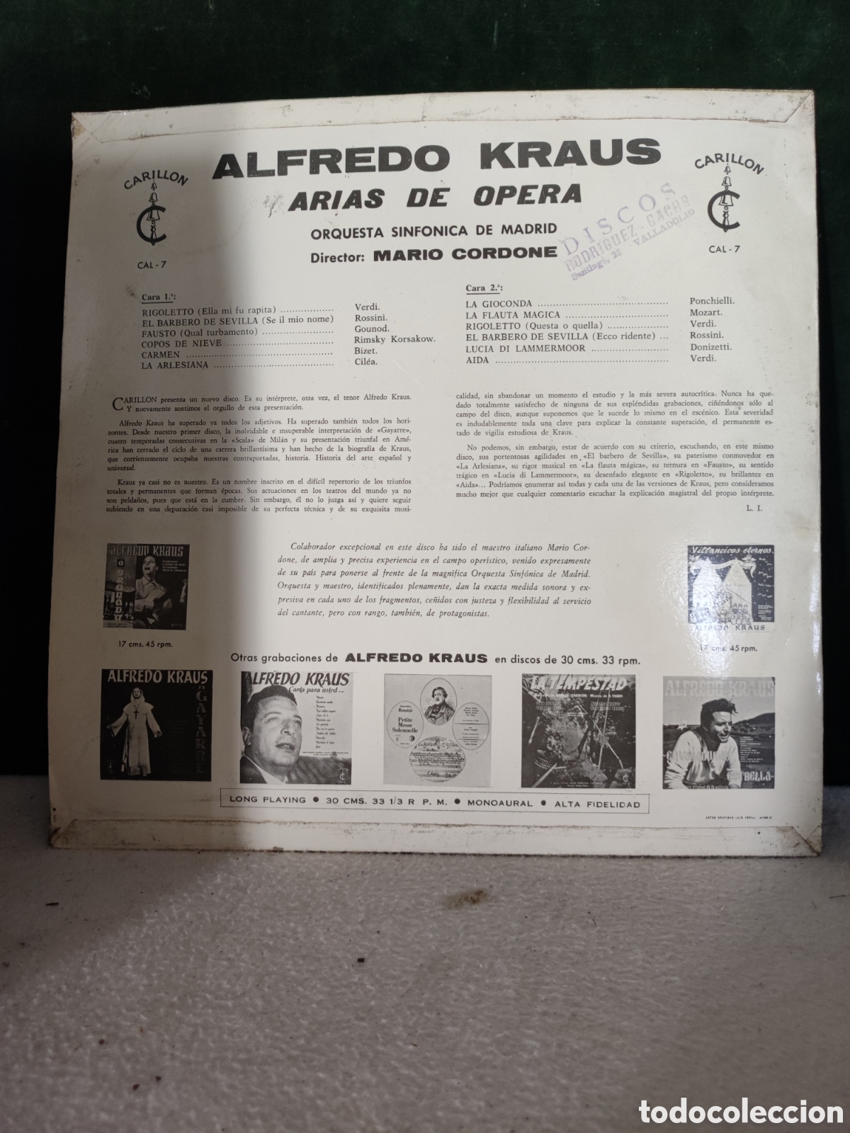 Discos de vinilo: Alfredo kraus &aacute;reas de &oacute;pera - Foto 2