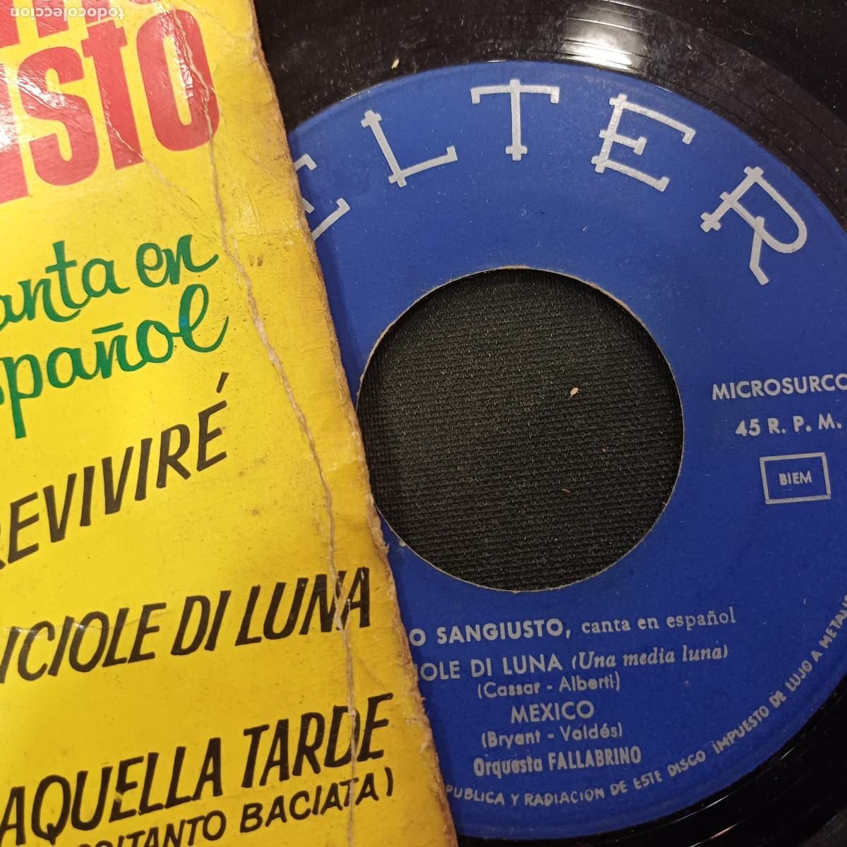 Discos de vinilo: ENNIO SANGIUSTO/REVIVIRE/SINGLE. - Foto 2