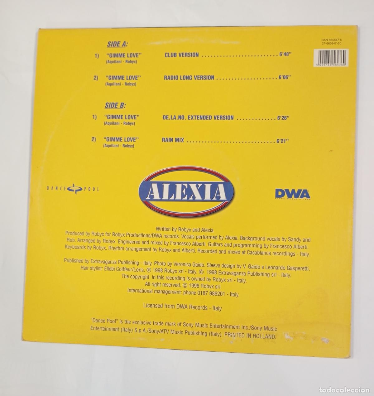 Discos de vinilo: Alexia - Gimme Love. MAXI-SINGLE. TDKDA59 - Foto 2