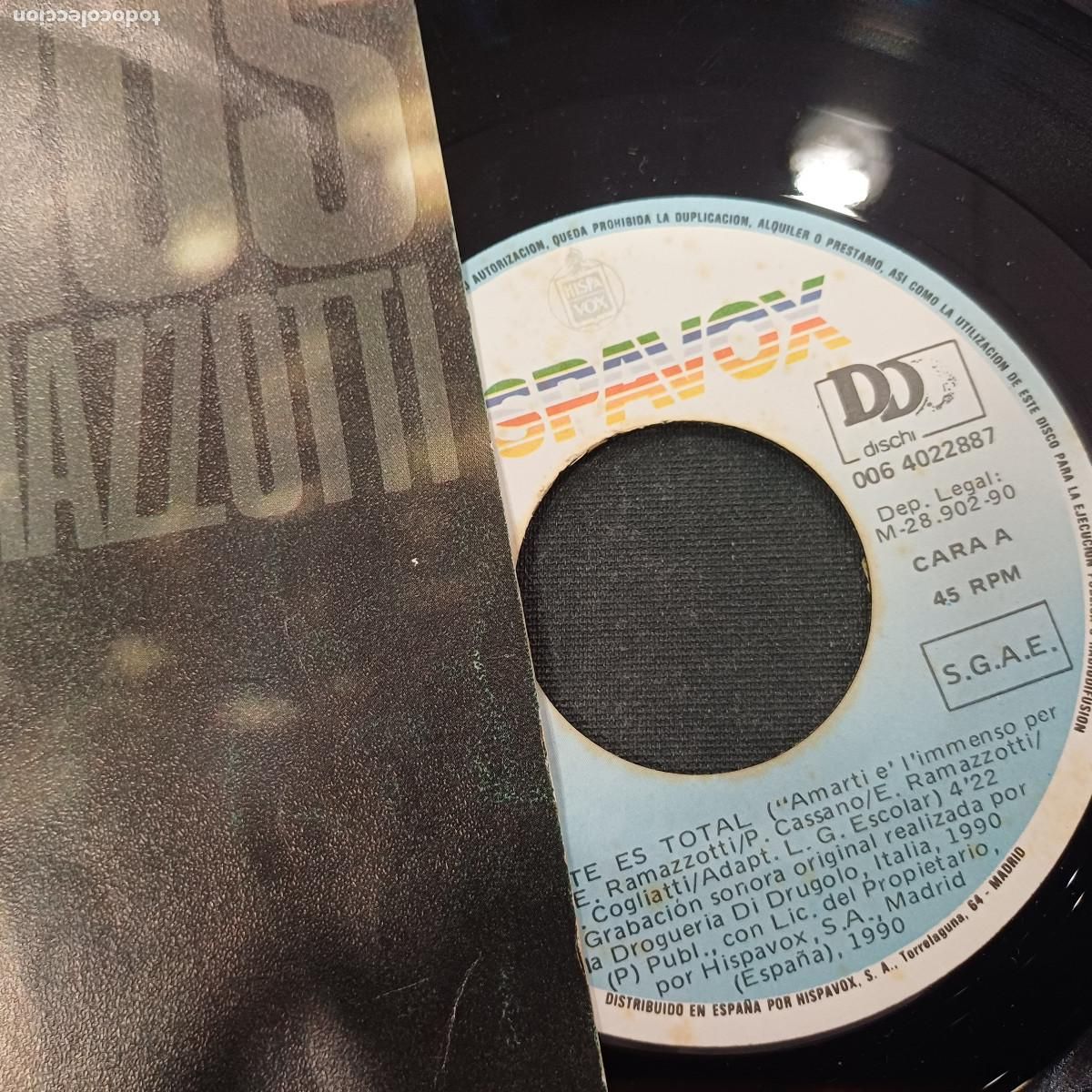 Discos de vinilo: EROS RAMAZZOTTI/AMARTE ES TOTAL/SINGLE. - Foto 2