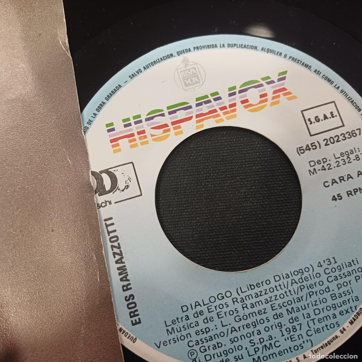 Discos de vinilo: EROS RAMAZZOTTI/DIALOGO/SINGLE. - Foto 2