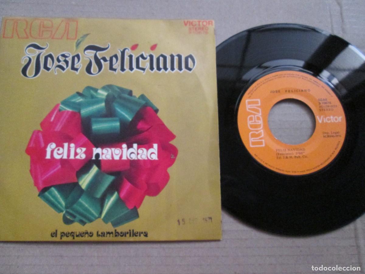 Discos de vinilo: JOS&Eacute; FELICIANO - Feliz Navidad /El peque&ntilde;o tamborilero. Single ed espa&ntilde;ola 7&rdquo; 1971. Magn&iacute;fico VG+/NM