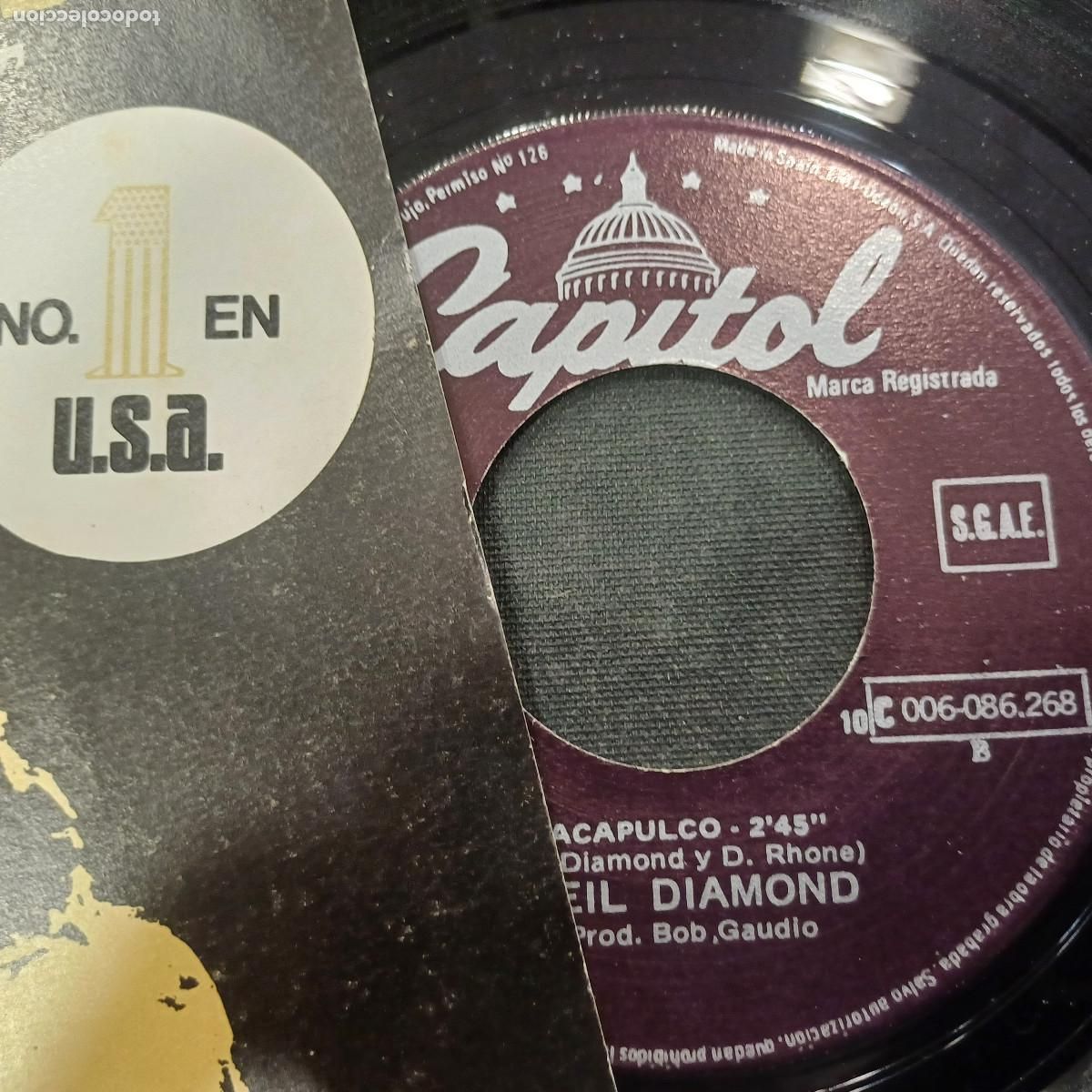 Discos de vinilo: NEIL DIAMOND/AMOR EN LAS ROCAS/SINGLE THE JAZZ SINGER. - Foto 2