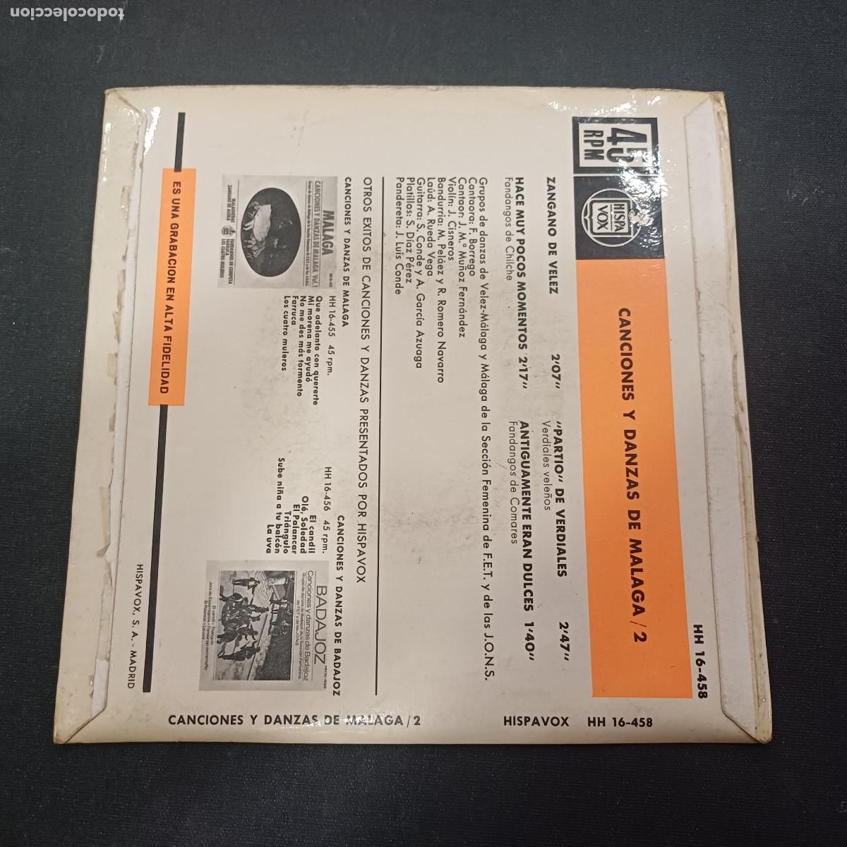 Discos de vinilo: CANCIONES Y DANZAS DE MALAGA/SINGLE. - Foto 3