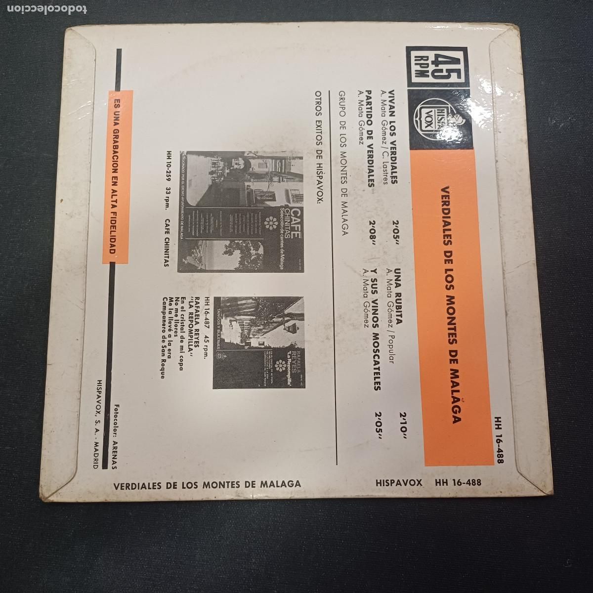 Discos de vinilo: VERDIALES DE LOS MONTES DE MALAGA/SINGLE. - Foto 3