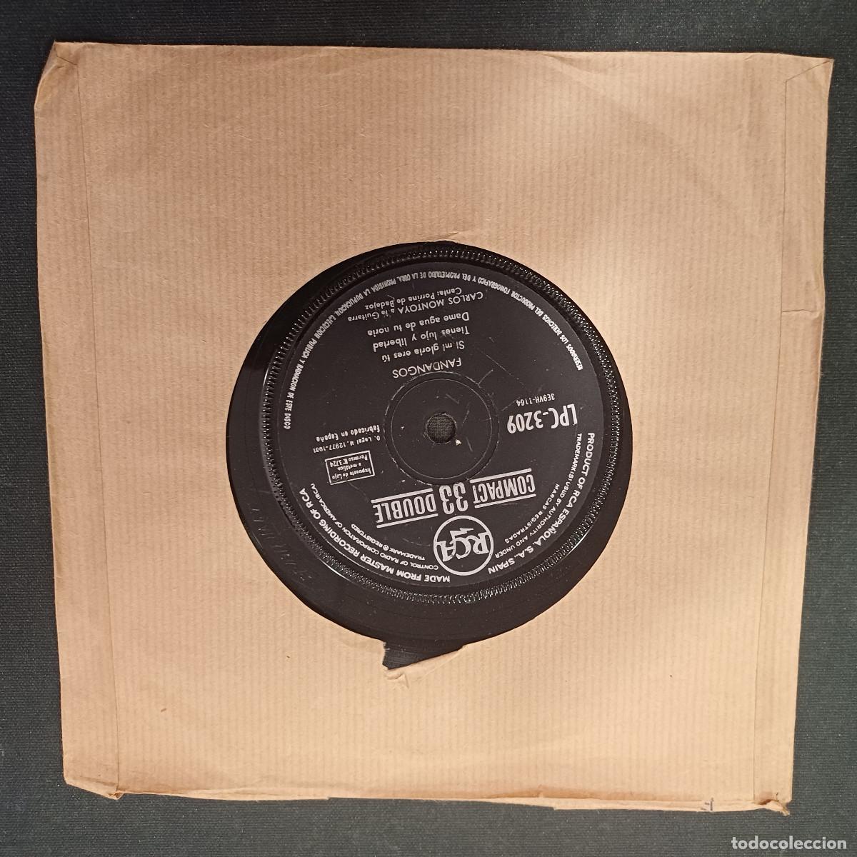Discos de vinilo: CARLOS MONTOYA/SEGURIYAS-FANDANGOS/SINGLE.