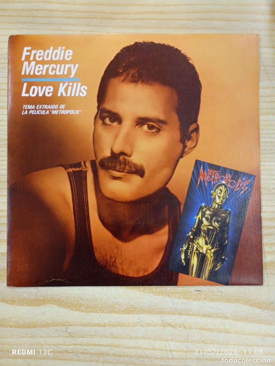 Discos de vinilo: Single 7&rdquo; - Freddie Mercury &lrm;&ndash; Love Kills - Edicion Espa&ntilde;ola 1984