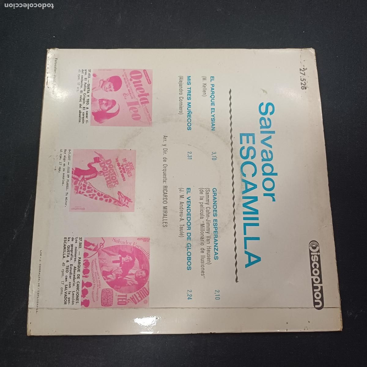 Discos de vinilo: SALVADOR ESCAMILLA/EL PARQUE ELYSIAN/SINGLE. - Foto 3