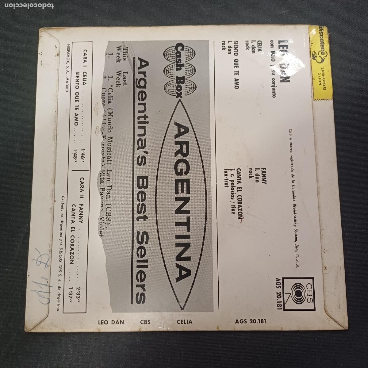 Discos de vinilo: LEO DAN/CELIA-SIENTO QUE TE AMO/SINGLE. - Foto 3