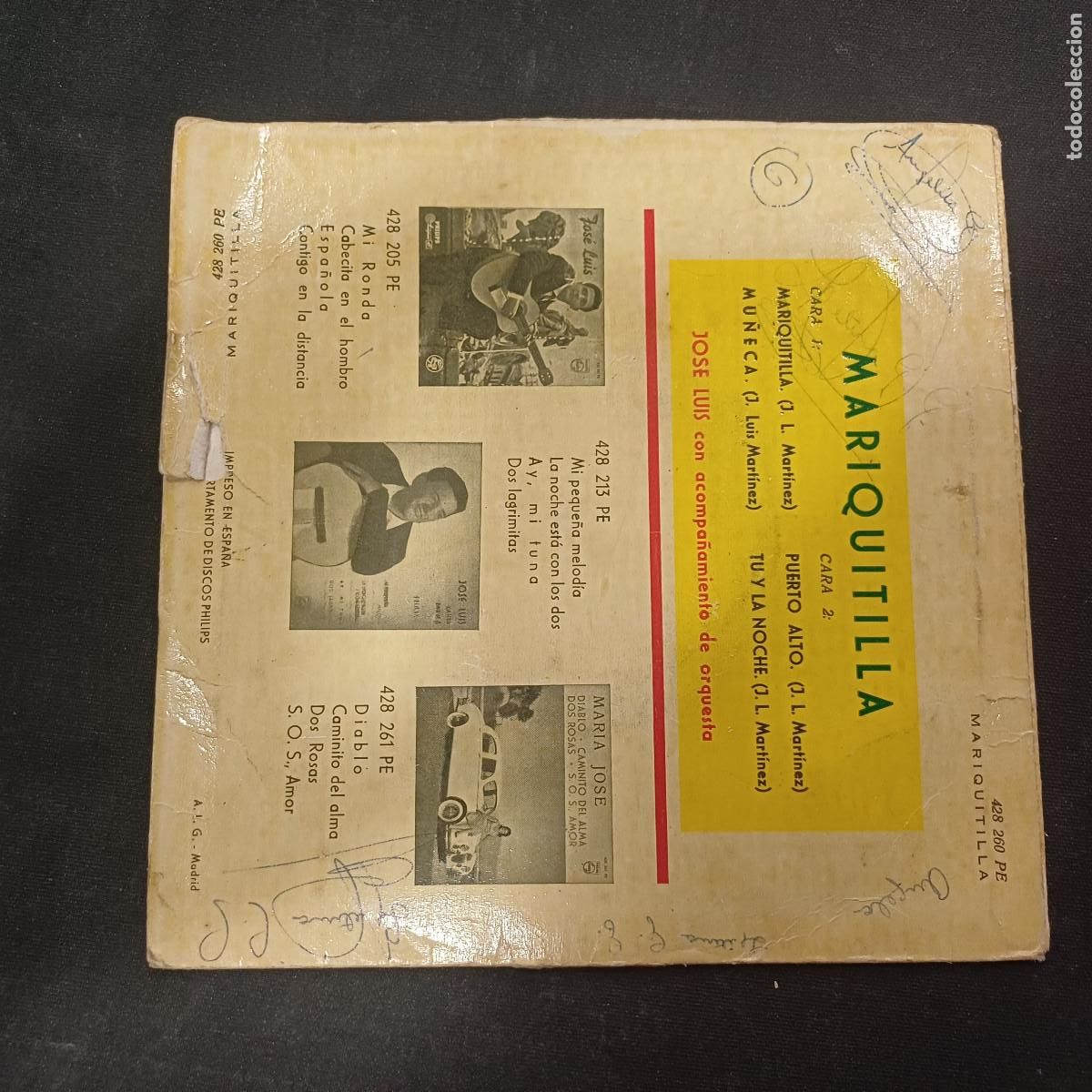Discos de vinilo: JOSE LUIS/MARIQUITILLA/SINGLE. - Foto 3
