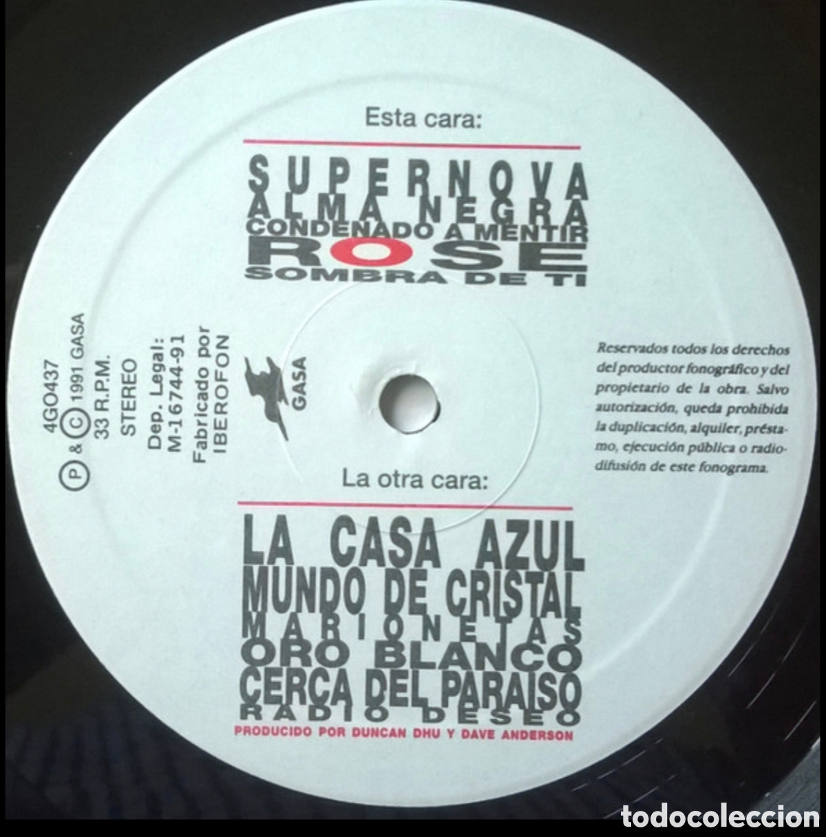 Discos de vinilo: Duncan Dhu: Supernova LP Espa&ntilde;a 1991 - Foto 3