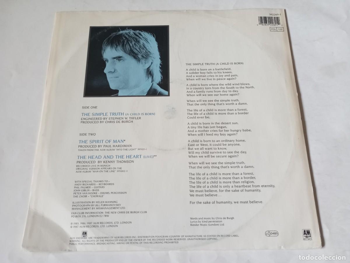 Discos de vinilo: Chris de Burgh &ndash; The Simple Truth (A Child Is Born) - 1987 - Foto 2
