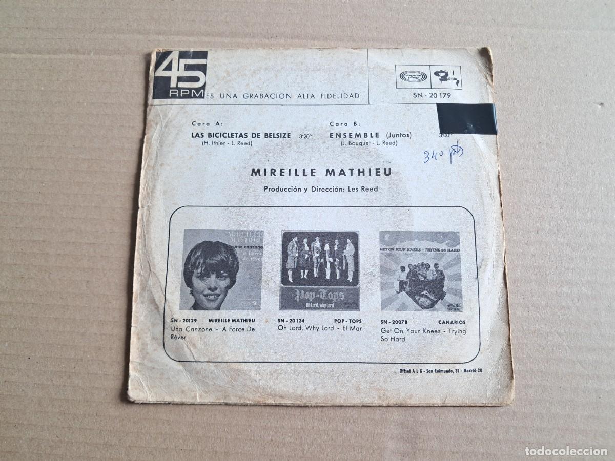 Discos de vinilo: MIREILLE MATHIEU - LAS BICICLETAS SINGLE DE BELSIZE SINGLE 1968 EDICION ESPA&Ntilde;OLA - Foto 3