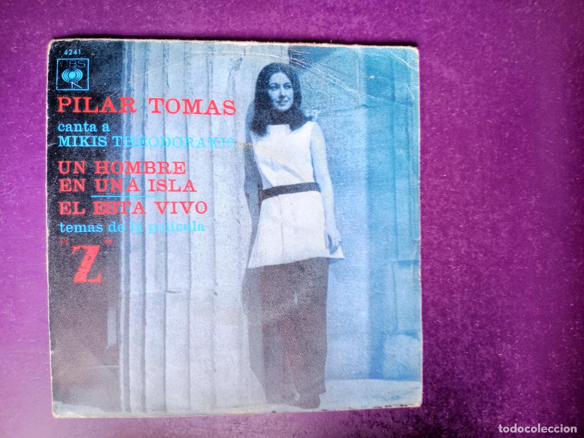 Discos de vinilo: Pilar Tom&aacute;s &ndash; Canta A Mikis Theodorakis - Sg CBS 1970 - VINILO CON POCO USO - POP CINE 70'S
