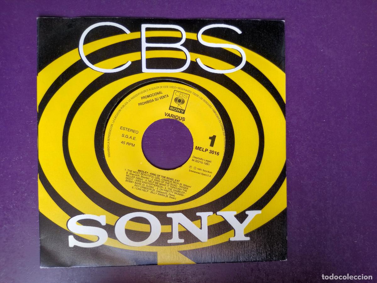 Discos de vinilo: Medley - King Of The Road - Sg CBS PROMO 1991 - CHARLIE RICH, ROY ORBISON, KRIS KRISTOFFERSON, ETC