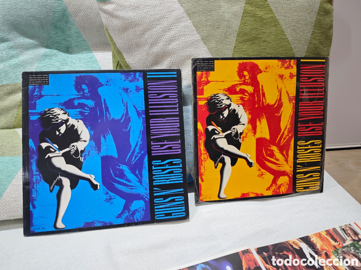 Discos de vinilo: Guns N' Roses, &aacute;lbumes Use Your Illusion I y Use Your Illusion II . Edici&oacute;n Espa&ntilde;a 1991 4 vinilos