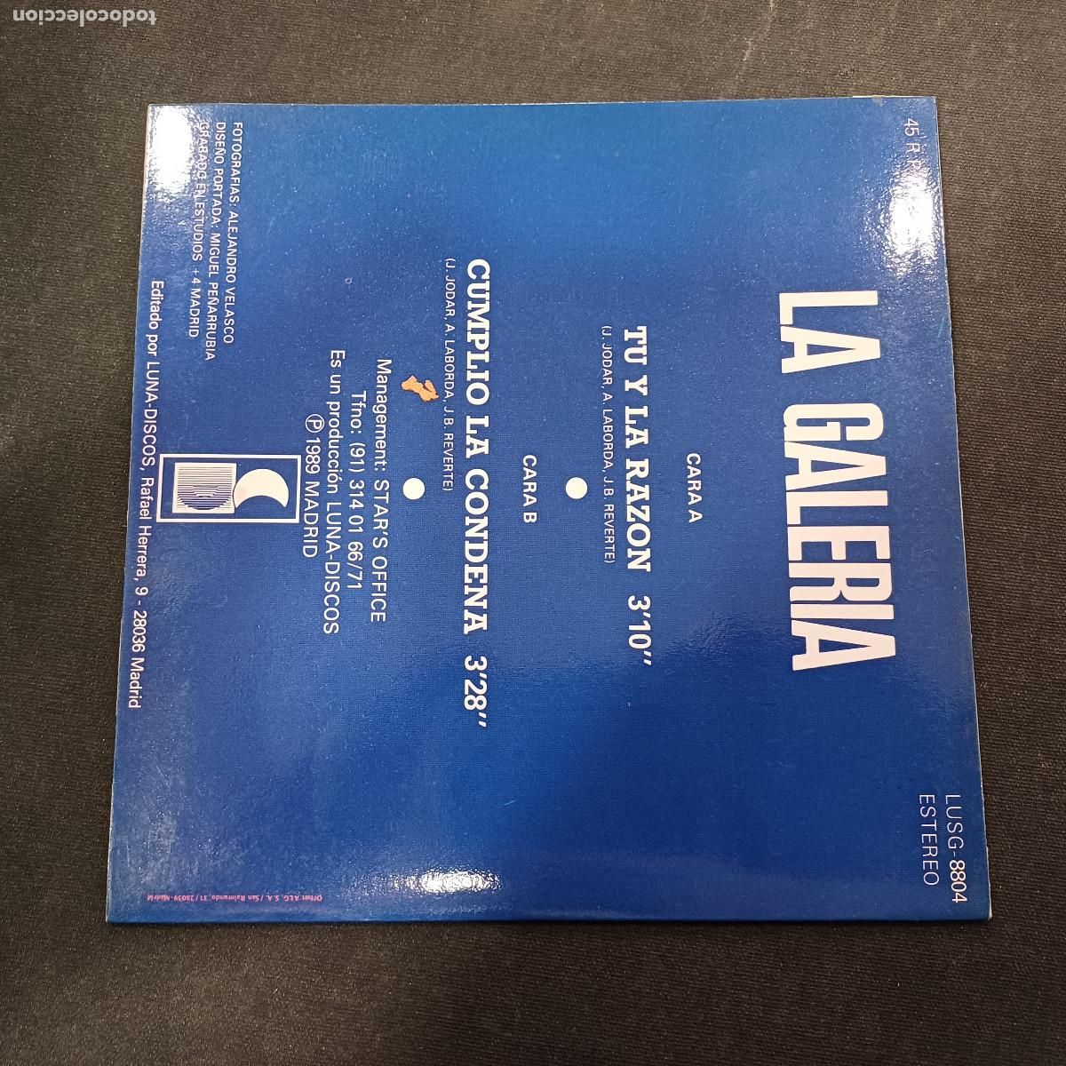 Discos de vinilo: LA GALERIA/TU Y LA RAZON/SINGLE. - Foto 3