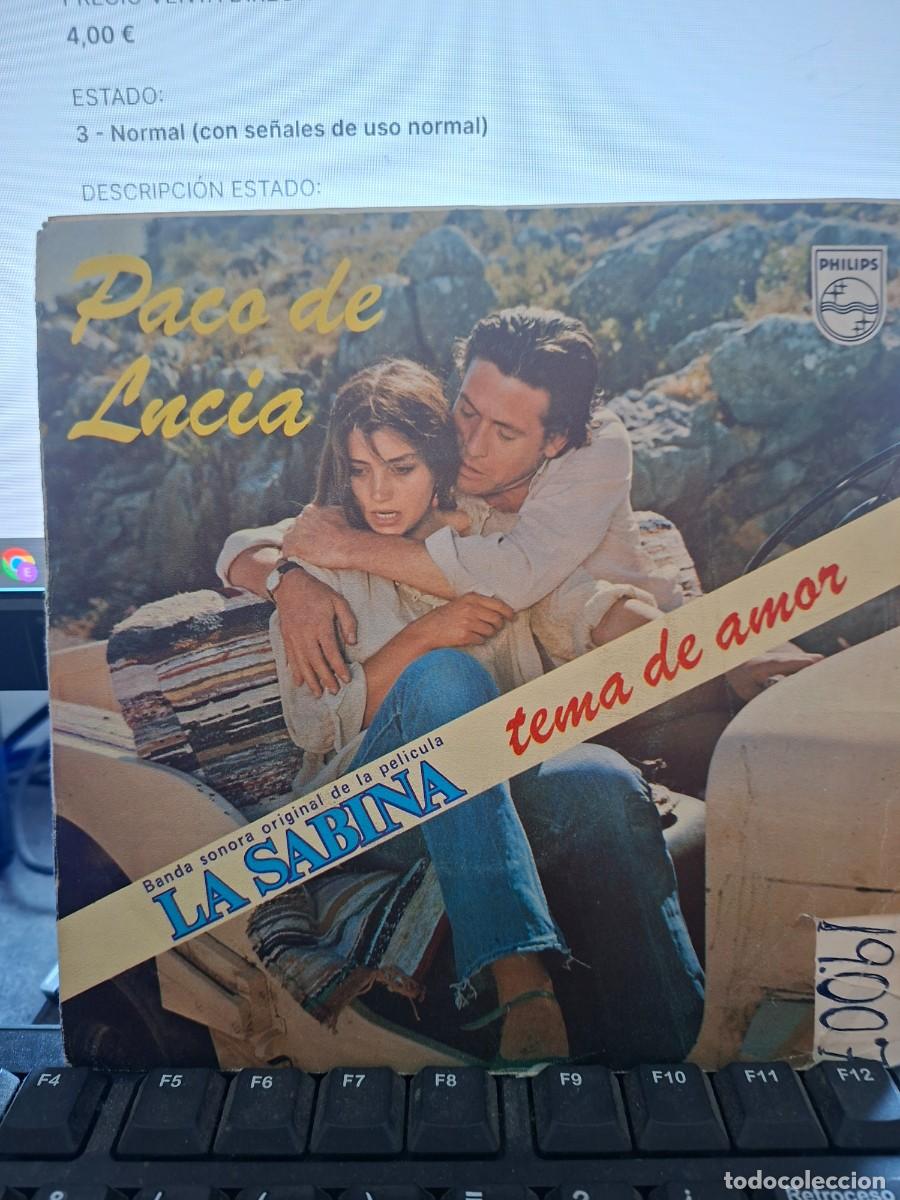 Discos de vinilo: PACO DE LUCIA - TEMA DE AMOR DE LA SABINA - SINGLE DE VINILO - CAJA 55