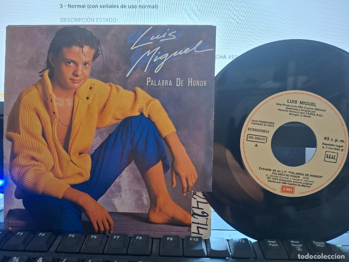 Discos de vinilo: LUIS MIGUEL - PALABRA DE HONOR - SINGLE DE VINILO PROMOCIONAL - CAJA 55