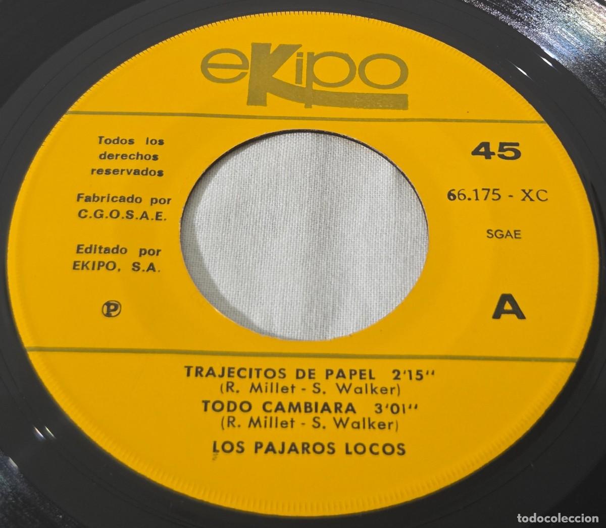 Discos de vinilo: Single Vinilo Los Pajaros Locos - Trajecitos De Papel - Foto 5