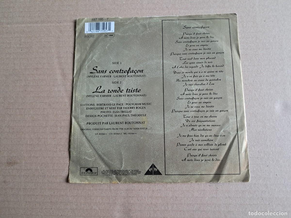 Discos de vinilo: MYLENE FARMER - SANS CONTREFACON SINGLE 1987 EDICION EUROPEA - Foto 3