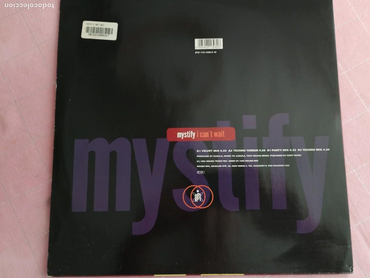 Discos de vinilo: Mystify &ndash; I Cant Wait,1992 techno - Foto 4
