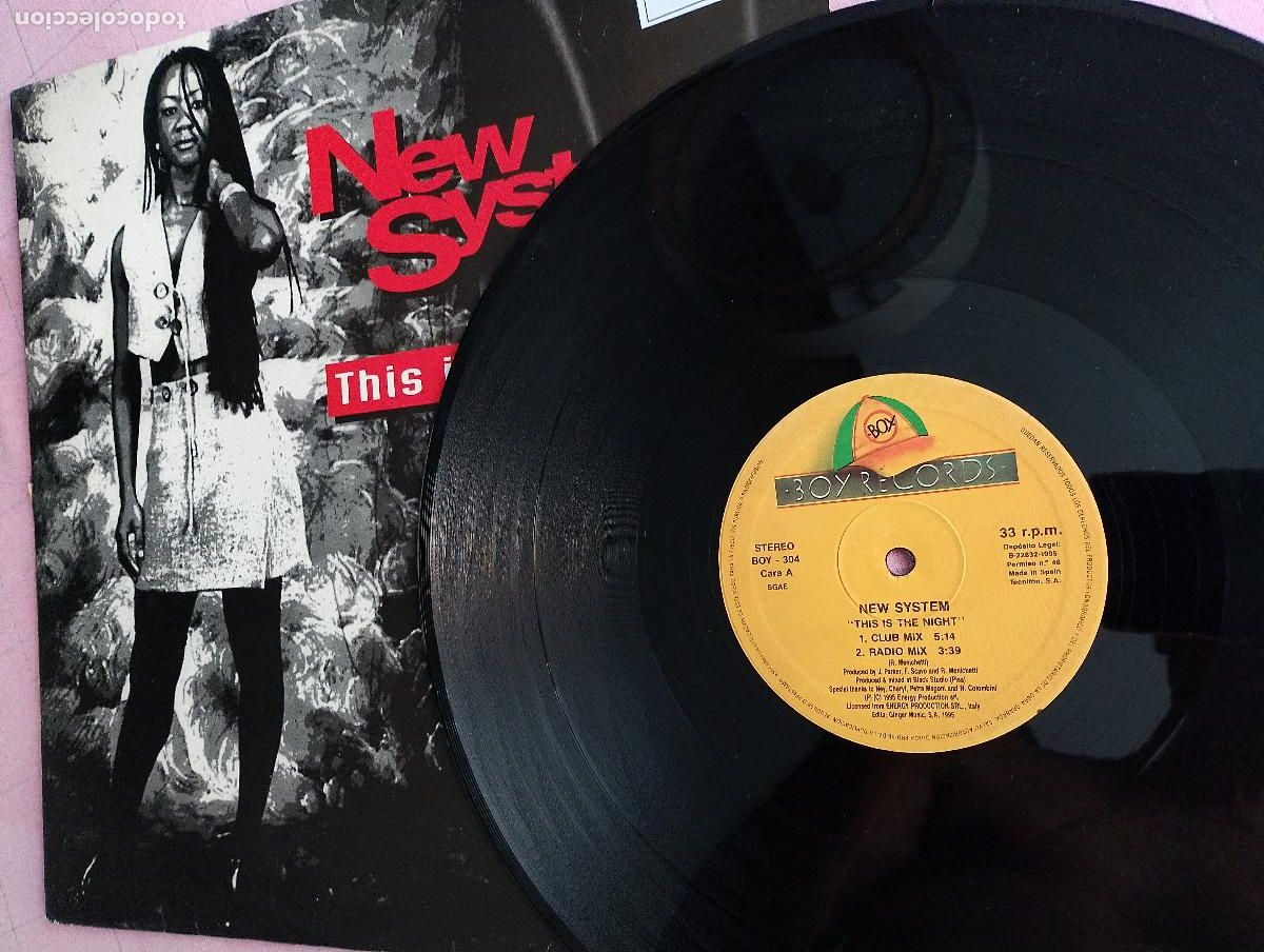 Discos de vinilo: New System &lrm;&ndash; This Is The Night, 1995 techno - Foto 2