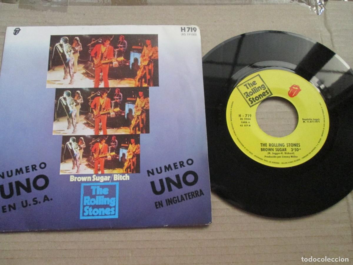 Discos de vinilo: THE ROLLING STONES - Brown Sugar / Bitch. Single ed espa&ntilde;ola 7&rdquo; 1971. Magn&iacute;fico estado VG+/NM
