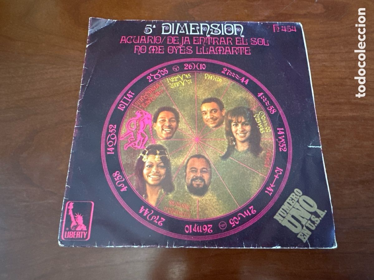 Discos de vinilo: 5&ordf; DIMENSION - ACUARIO DEJA ENTRAR EL SOL SINGLE 1969 EDICION ESPA&Ntilde;OLA