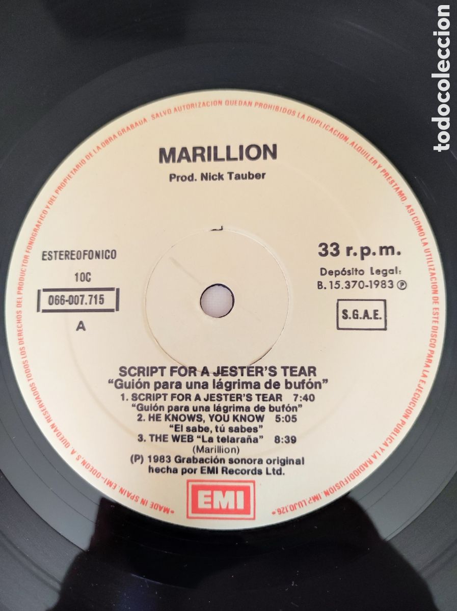Discos de vinilo: MARILLION - SCRIPT FOR A JESTERS TEAR - Foto 5