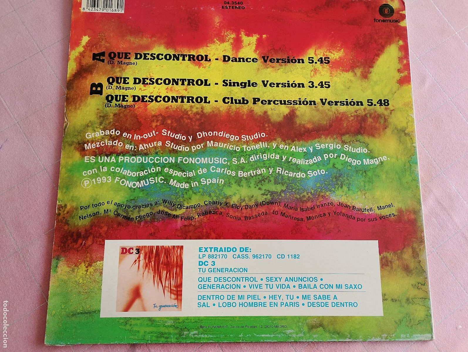 Discos de vinilo: DC3 &ndash; Qu&eacute; Descontrol, 1993 , Synth-pop - Foto 2