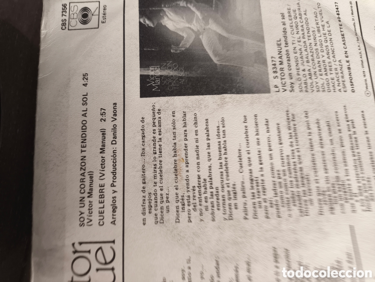 Discos de vinilo: Single de V&iacute;ctor Manuel.lote.V.n.141 - Foto 2