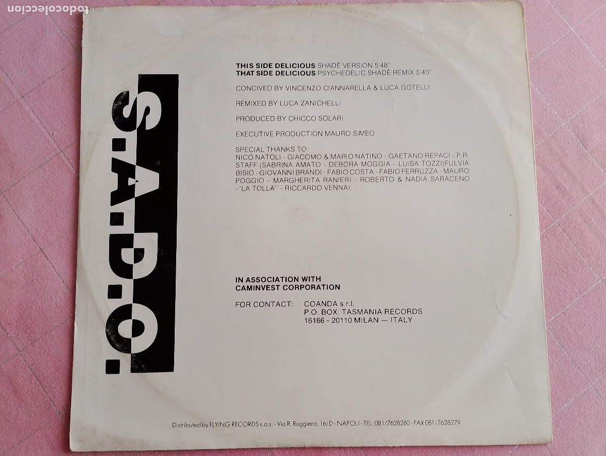 Discos de vinilo: S.A.D.O. &ndash; Delicious, 1990, techno - Foto 3