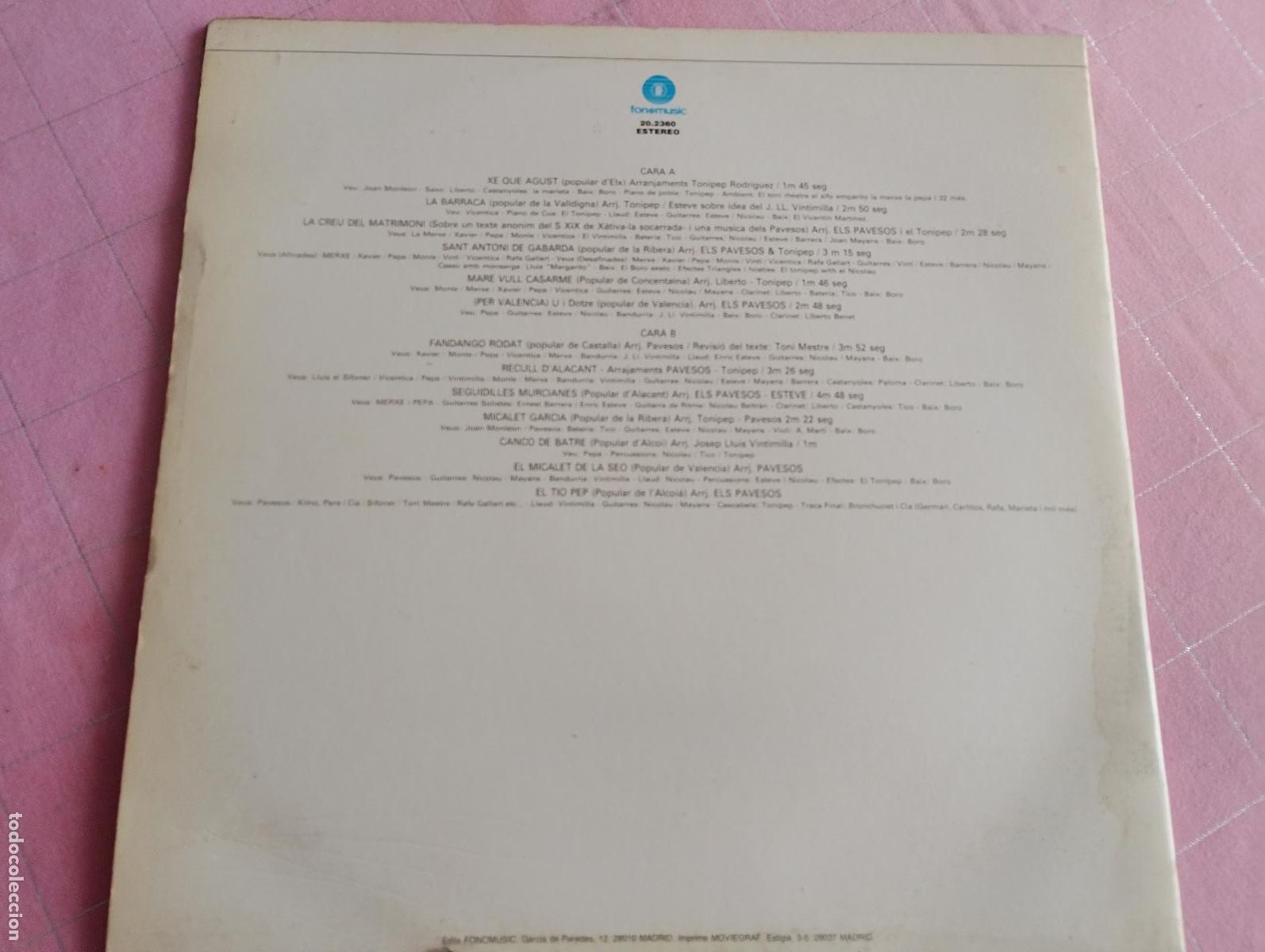 Discos de vinilo: Pavesos &ndash; A la Nostra Gent,1976 - Foto 2