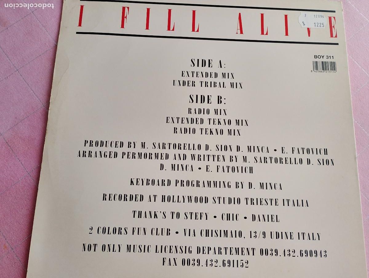 Discos de vinilo: 2 Colors &lrm;&ndash; I Fill Alive, 1995, techno - Foto 4