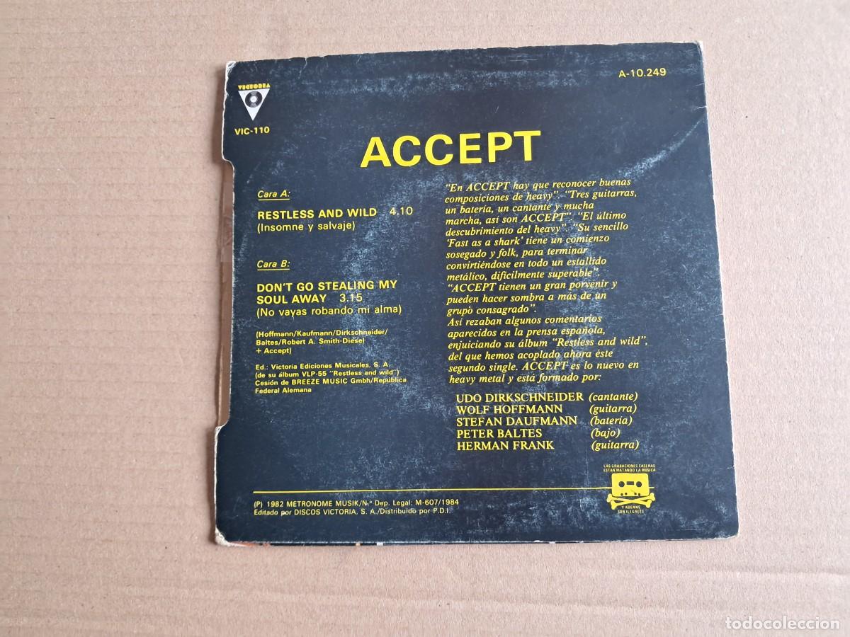 Discos de vinilo: ACCEPT - RESTLES & WILD SINGLE 1984 EDICION ESPA&Ntilde;OLA - Foto 4