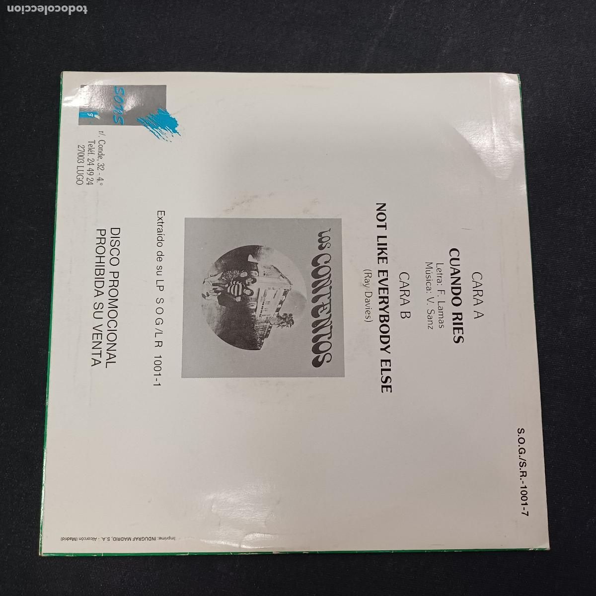 Discos de vinilo: LOS CONTENTOS/CUANDO RIES/SINGLE PROMOCIONAL. - Foto 3