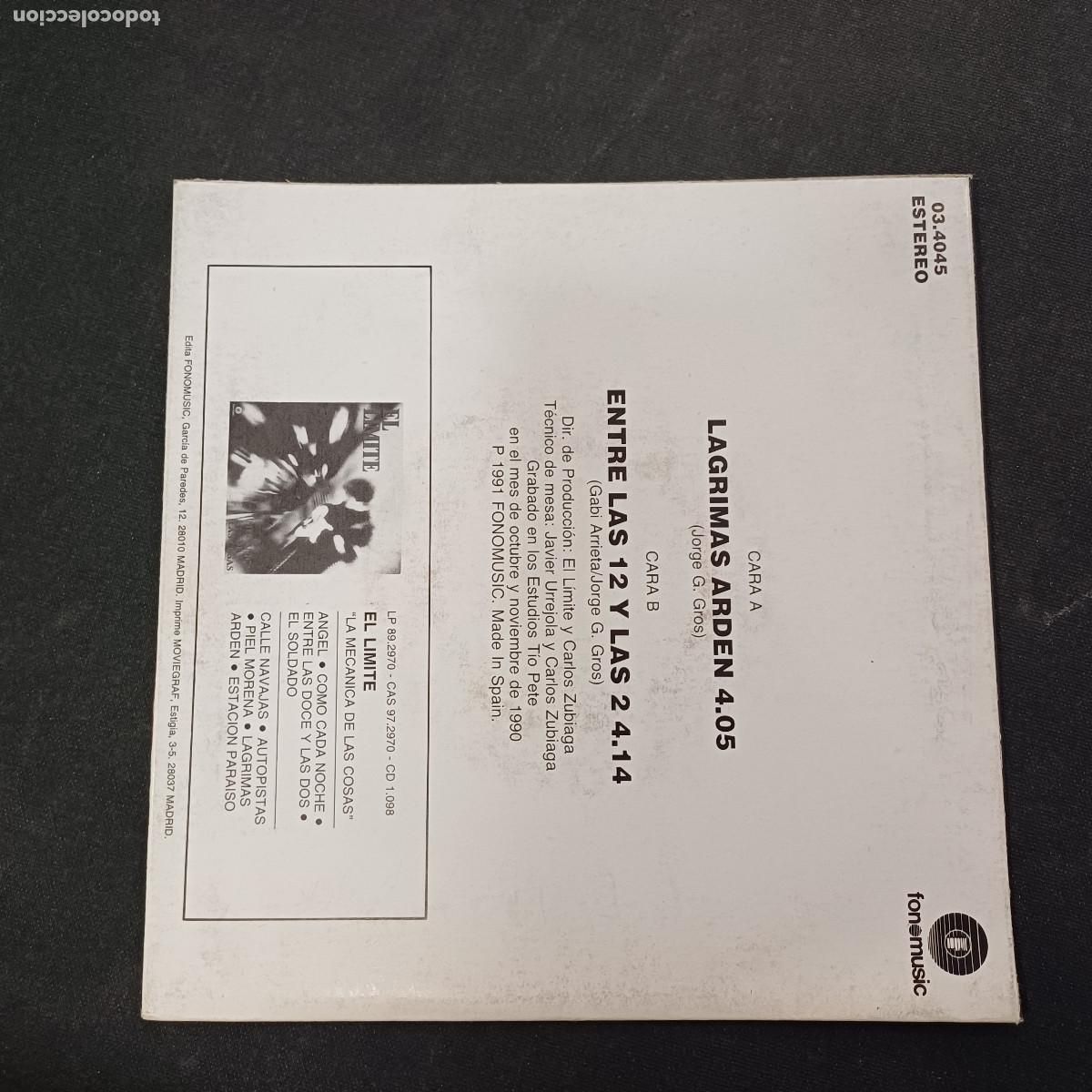 Discos de vinilo: EL LIMITE/LAGRIMAS ARDEN/SINGLE. - Foto 3
