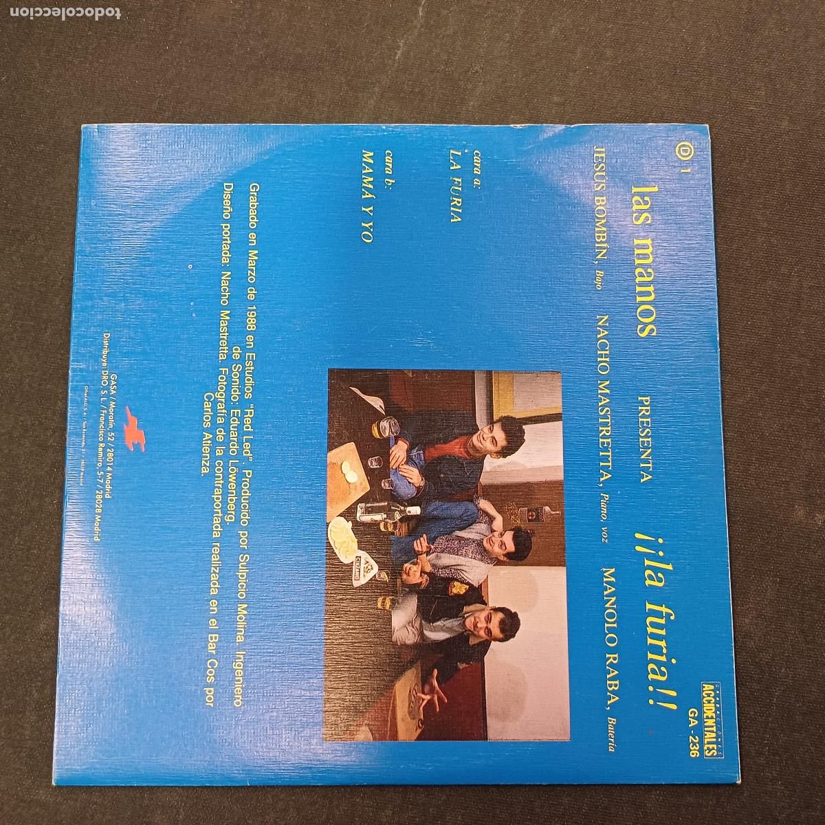 Discos de vinilo: LAS MANOS/LA FURIA/SINGLE. - Foto 3