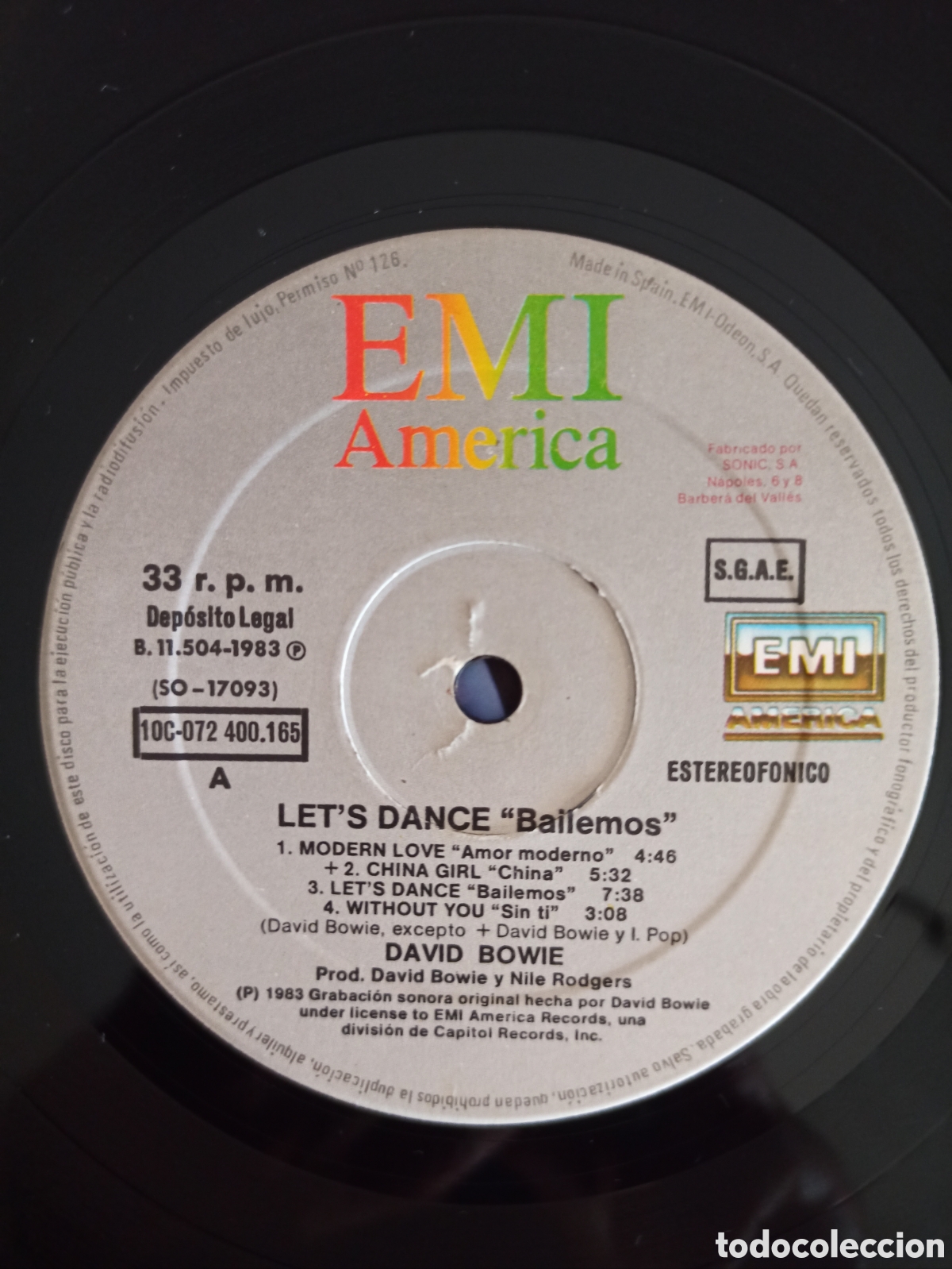 Discos de vinilo: David Bowie&nbsp;?&ndash;&nbsp;Lets Dance = Bailemos - Foto 3