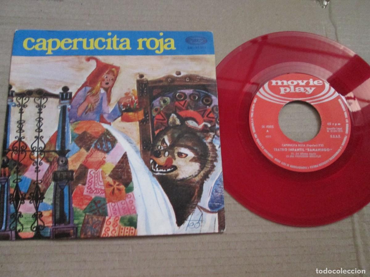 Discos de vinilo: TEATRO INFANTIL SAMANIEGO - Caperucita Roja. Single, ed espa&ntilde;ola 7&rdquo; ROJO 1970. Magn&iacute;fico VG+/NM