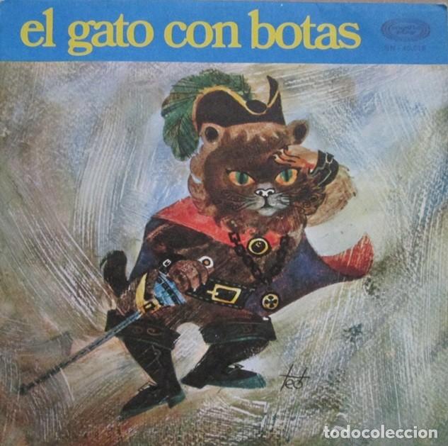 Discos de vinilo: TEATRO INFANTIL SAMANIEGO - El gato con botas. Single, ed espa&ntilde;ola 7&rdquo; ROJO 1970. Magn&iacute;fico VG+/NM