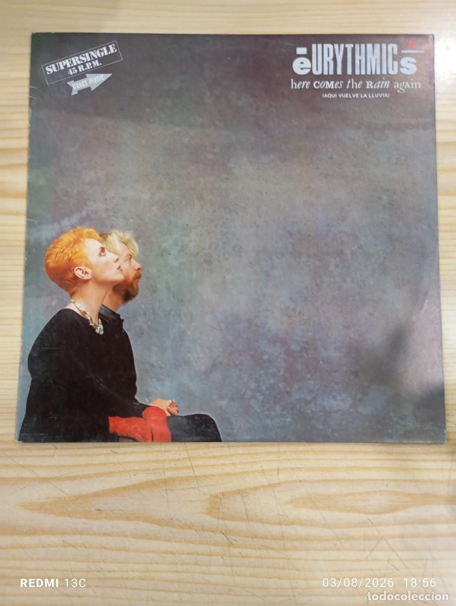 Discos de vinilo: Maxi 12&rdquo; -Eurythmics &lrm;&ndash; Here Comes The Rain Again = Aqui Vuelve La Lluvia- EXCELENTE COPIA