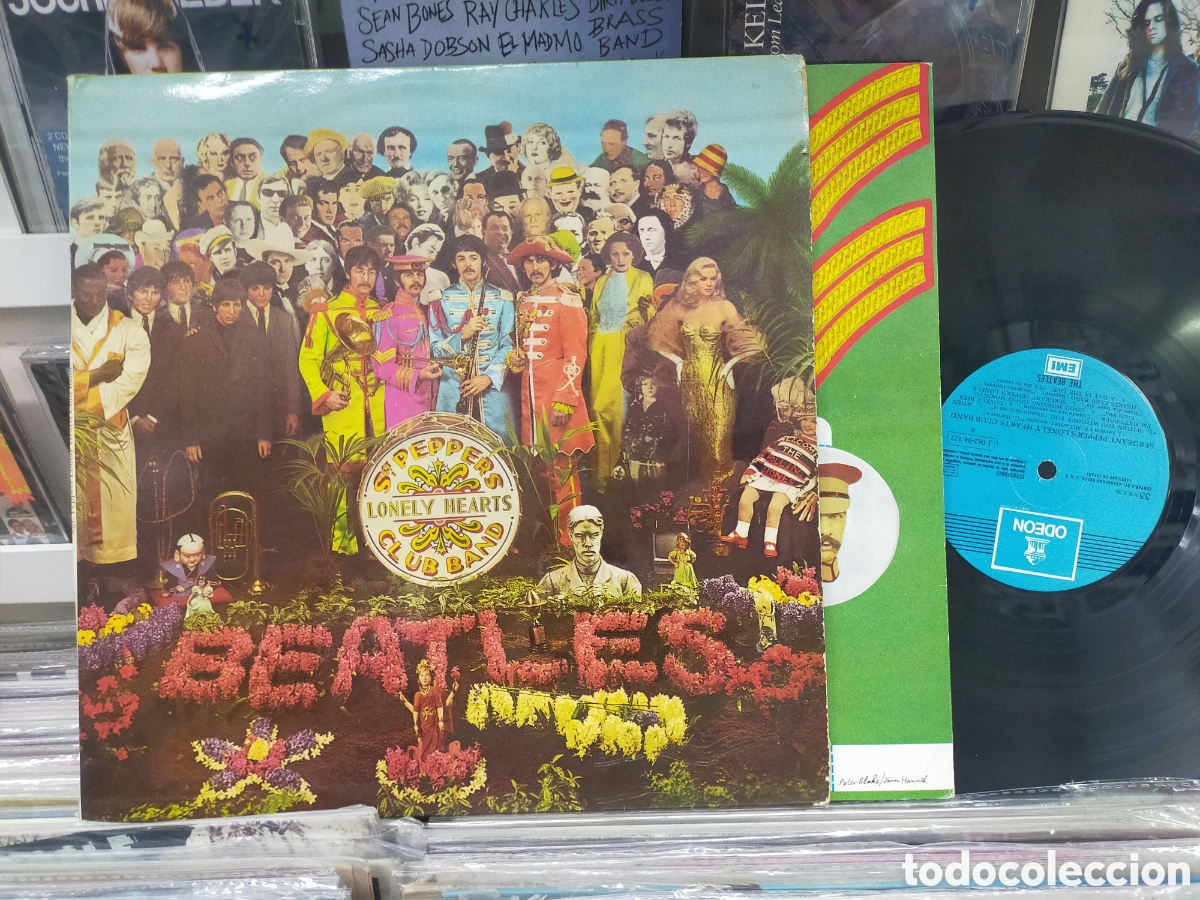 Discos de vinilo: Beatles lp sgt pepper's lonely Hearts club band Espa&ntilde;a doble referencia label azul celeste