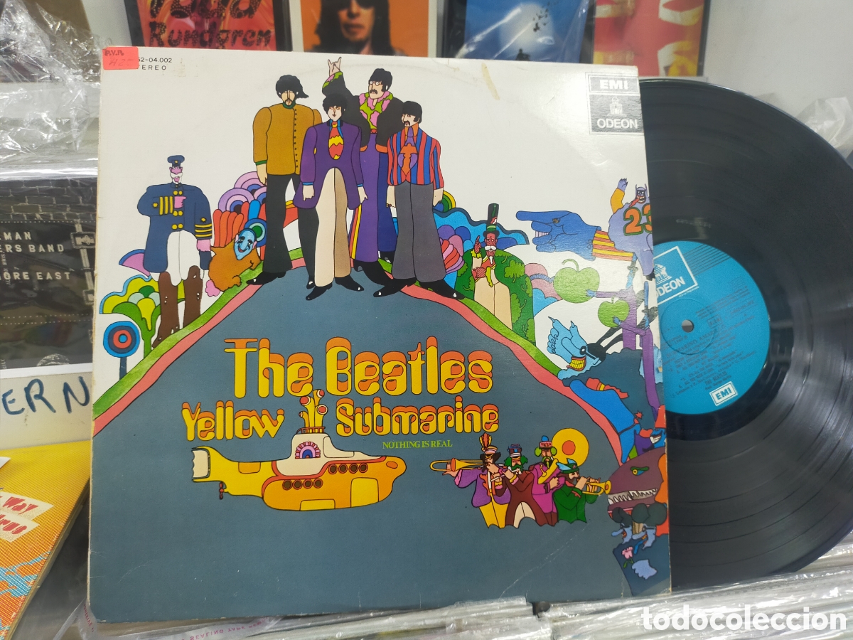 Discos de vinilo: Beatles lp yellow submarine Espa&ntilde;a label azul celeste